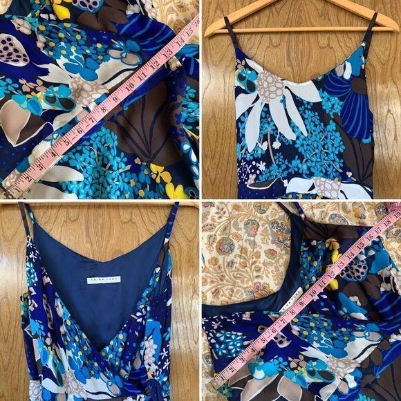 Trina Turk Found In Translation Kaciee Wrap Midi Dress Blue Multi Size 6-8 M - Picture 7 of 12